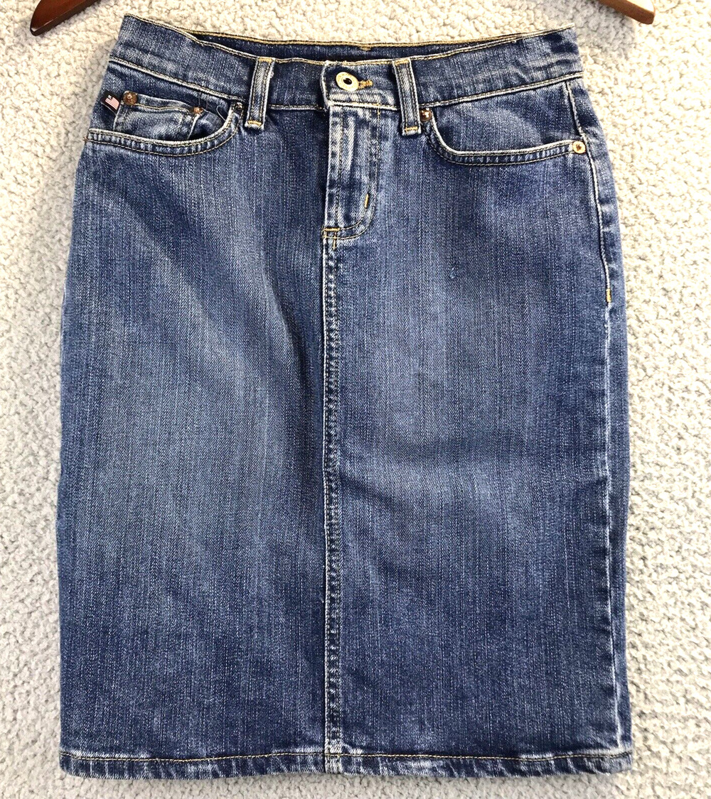 Skirt Size 26 Blue Denim Medium Wash Button RalphPolo Jeans Company Womens